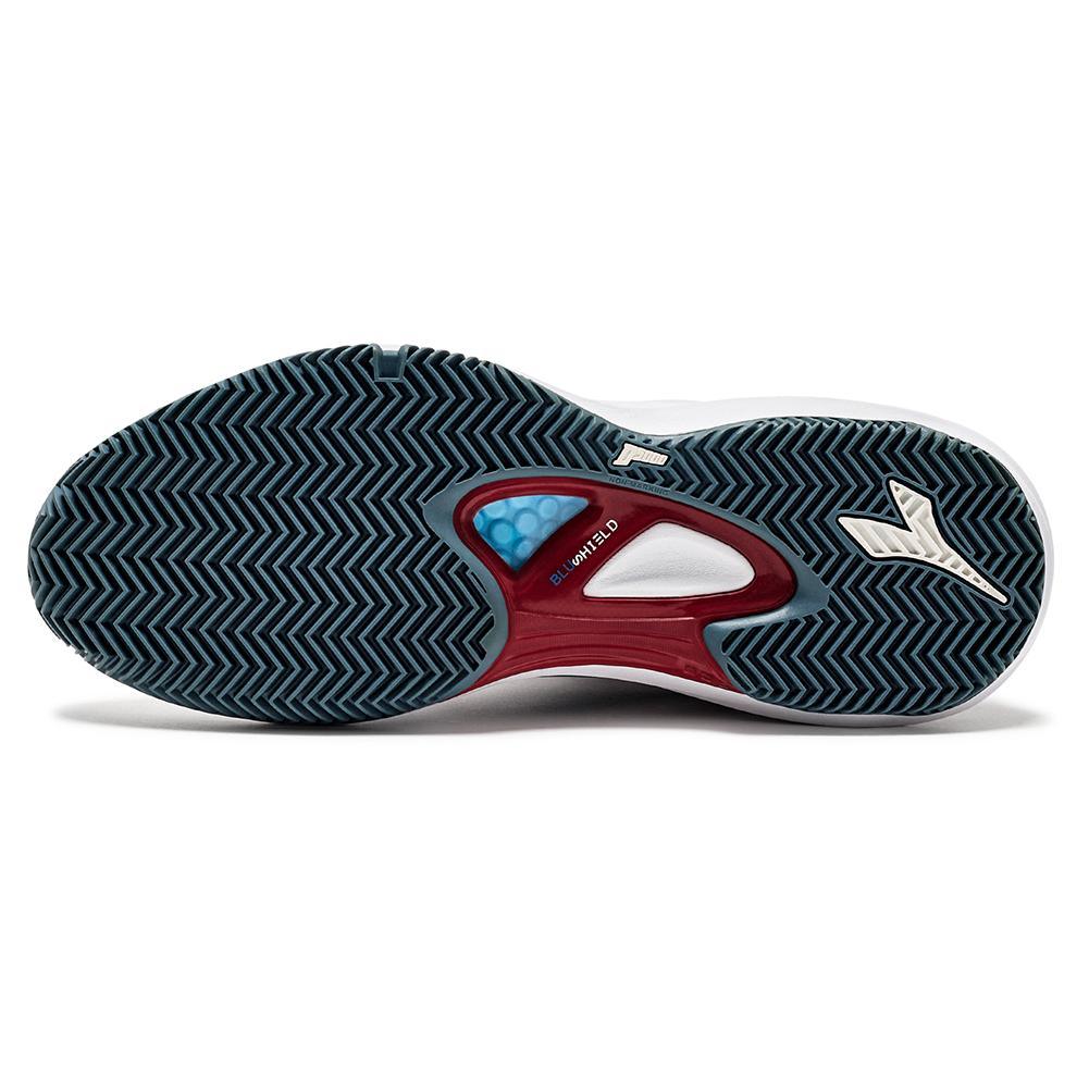 Men's Speed Blushield Fly 4 Clay Tennis Shoes White and Oceanview Top Tennis Shoes DIADORA