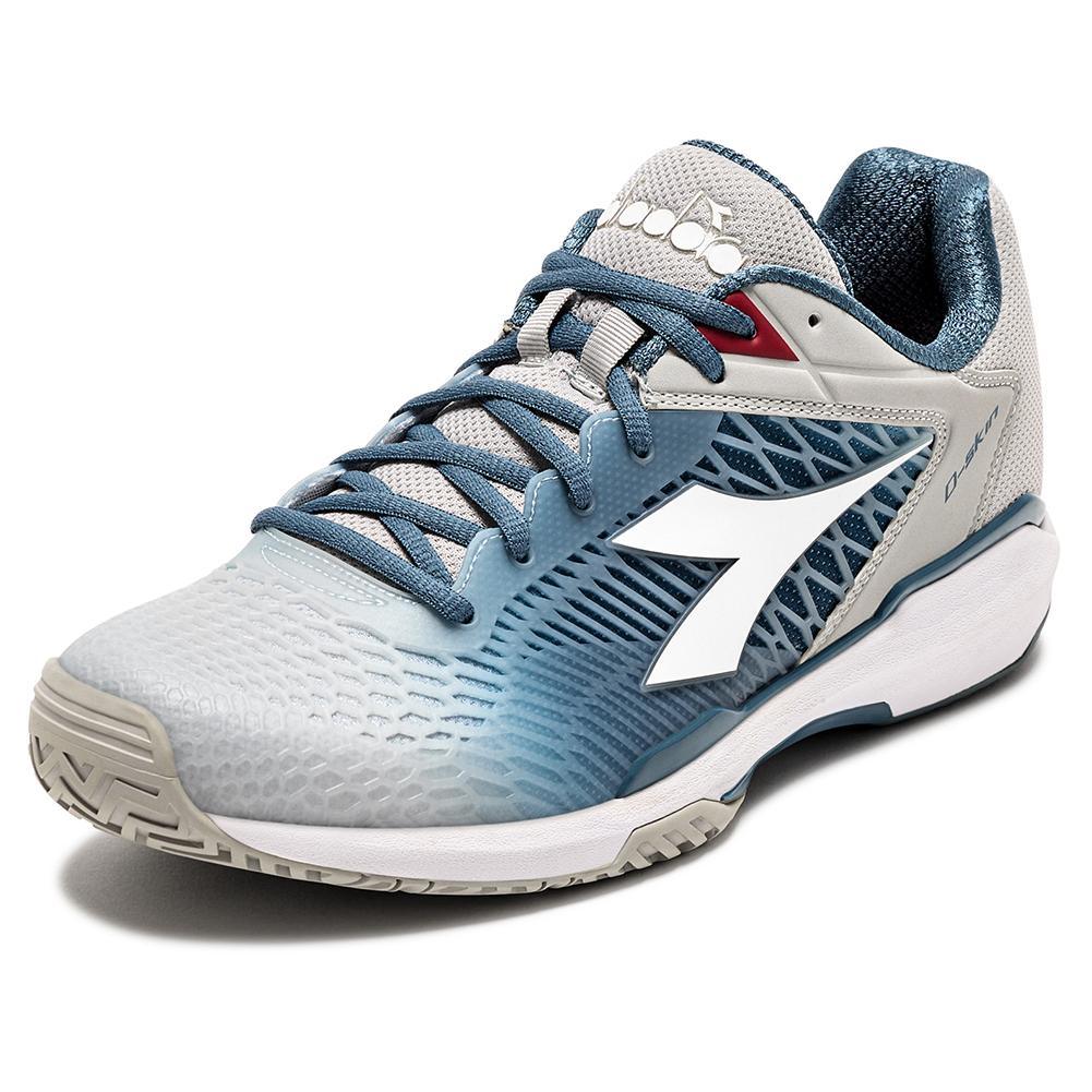 Men's Speed Competition 7 AG Tennis Shoes Silver and Oceanview Top Tennis Shoes DIADORA