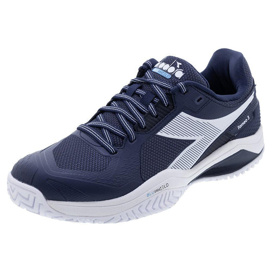 Men`s Blushield Torneo 3 Tennis Shoes Blue Corsair and White DIADORA 7