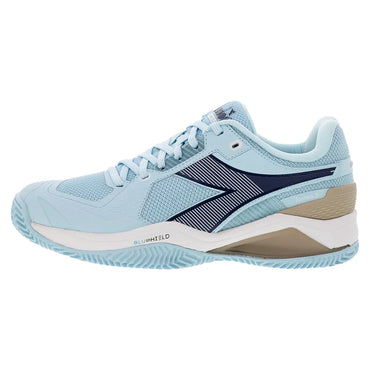 Women`s Blushield Torneo 3 Clay Tennis Shoes Corydalis Blue and Black Iris DIADORA