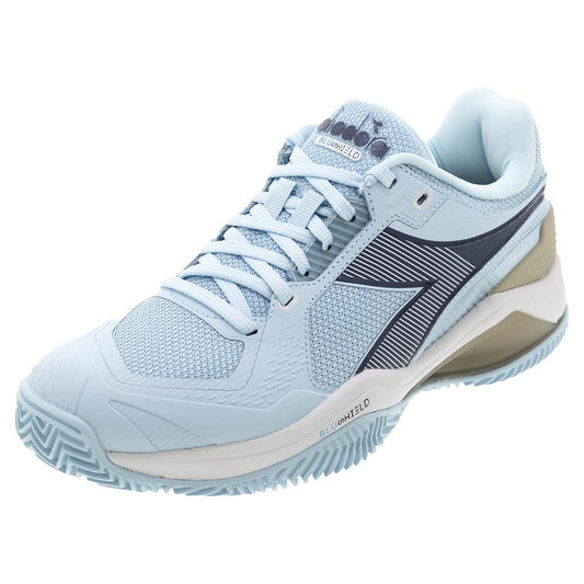 Women`s Blushield Torneo 3 Clay Tennis Shoes Corydalis Blue and Black Iris DIADORA 6