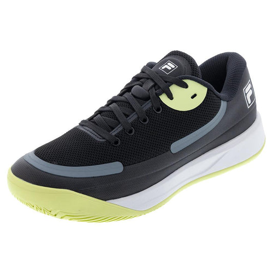 Men`s Quick Ace Tennis Shoes Black and Shadow Lime FILA 7 Black