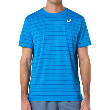 Men`s Court Stripe Short Sleeve Tennis Top ASICS S Blue