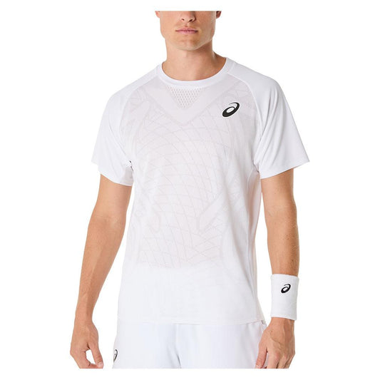 Men`s Match ACTIBREEZE Short Sleeve Tennis Top Brilliant White MENS APPAREL ASICS S White