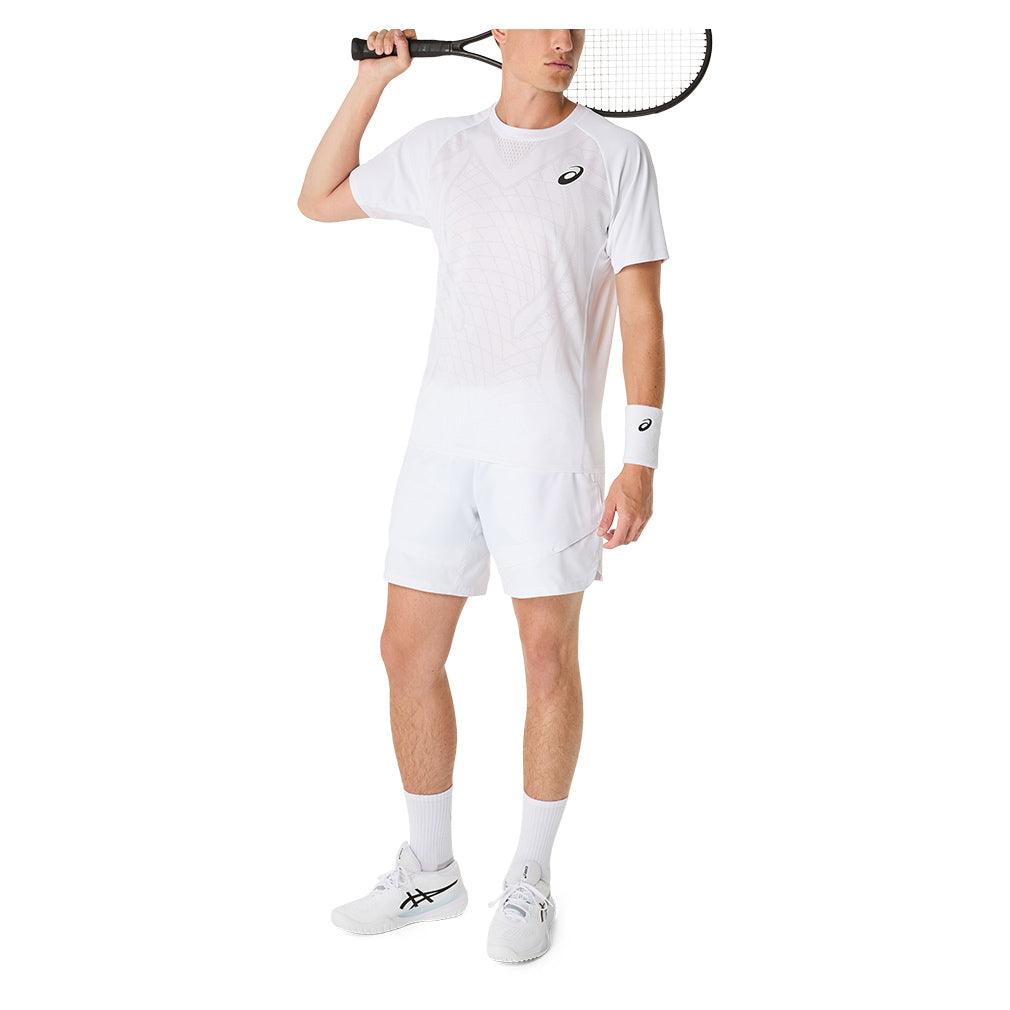 Men`s Match ACTIBREEZE Short Sleeve Tennis Top Brilliant White MENS APPAREL ASICS