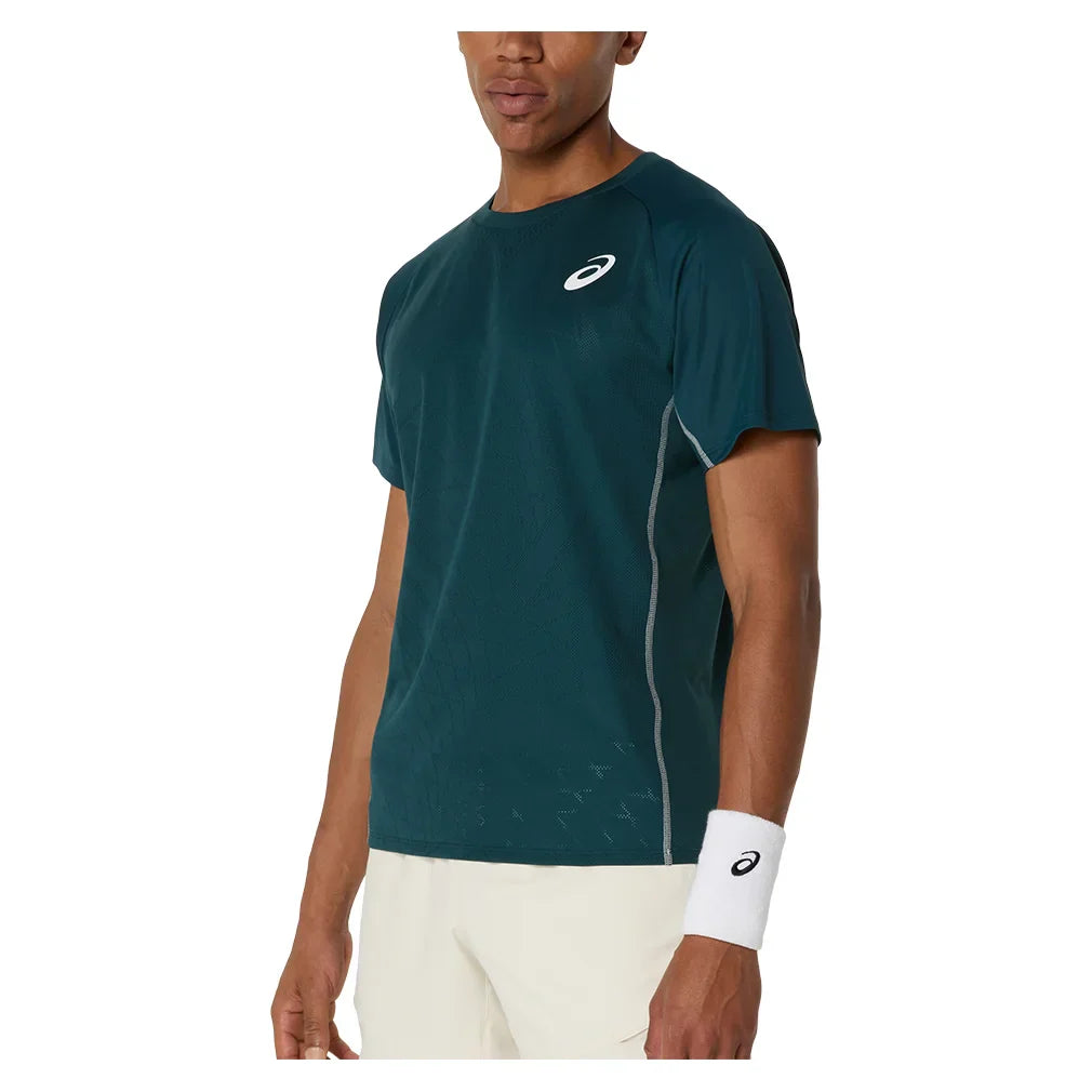 Men`s Match ACTIBREEZE Short Sleeve Tennis Top Saxon Green ASICS