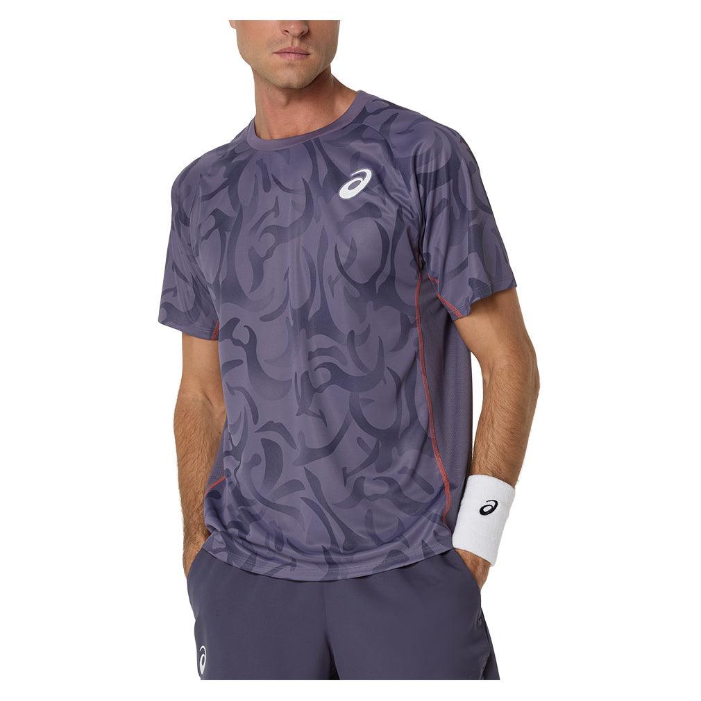 Men`s Game Short Sleeve Tennis Top Greyish Purple ASICS S Purple