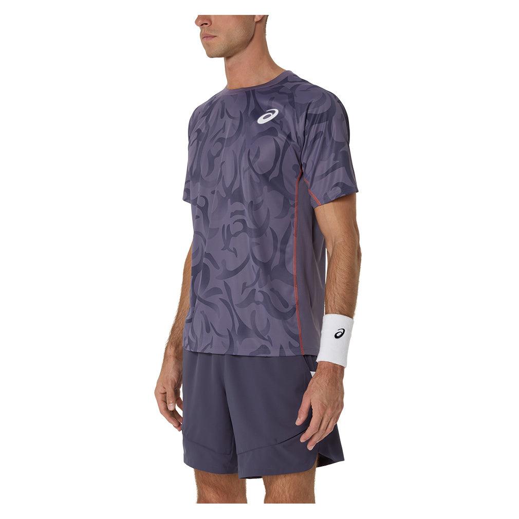 Men`s Game Short Sleeve Tennis Top Greyish Purple ASICS