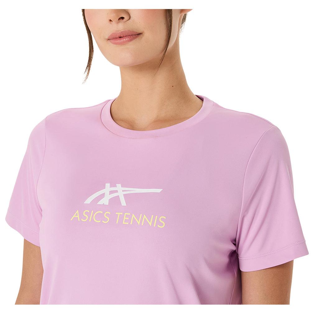 Women`s Court Graphic Tennis Tee Light Ube and Brilliant White ASICS