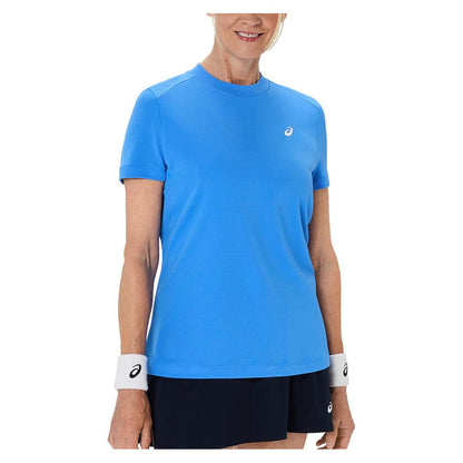 Women`s Court Short Sleeve Tennis Top Blue Coast ASICS XS Blue Coast