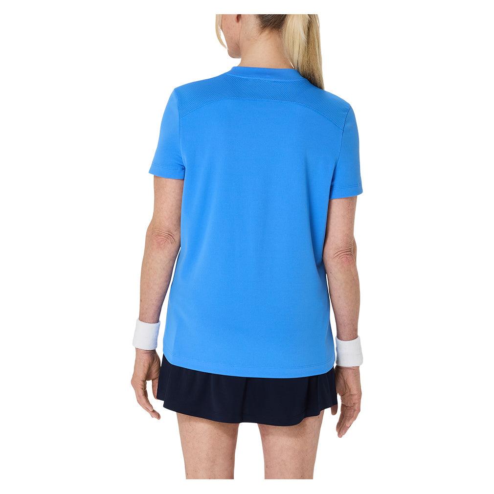Women`s Court Short Sleeve Tennis Top Blue Coast ASICS