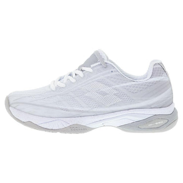 Women's Mirage 300 Speed Tennis Shoes All White and Silver Metal 2 Womens Shoes LOTTO 6
