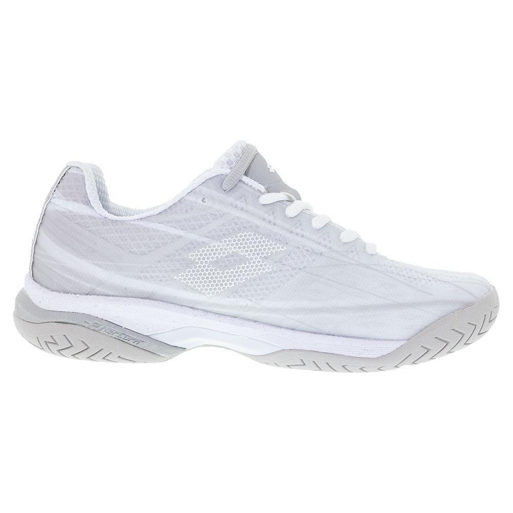 Women's Mirage 300 Speed Tennis Shoes All White and Silver Metal 2 Womens Shoes LOTTO