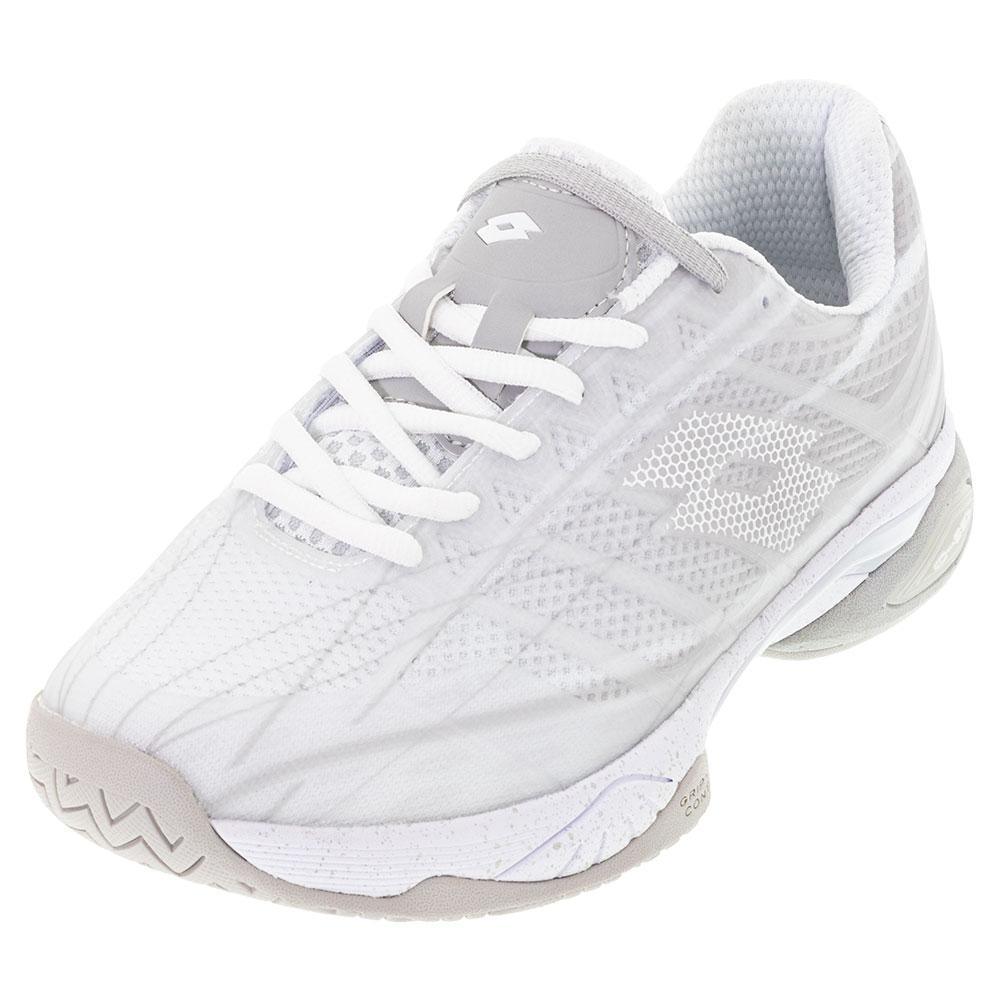Women's Mirage 300 Speed Tennis Shoes All White and Silver Metal 2 Womens Shoes LOTTO
