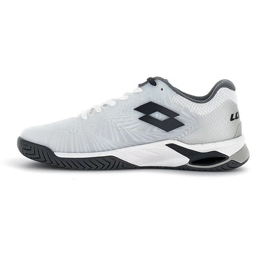 Men`s Mirage 100 Speed Tennis Shoes All White and Asphalt TOP TENNIS SHOES LOTTO 7.5