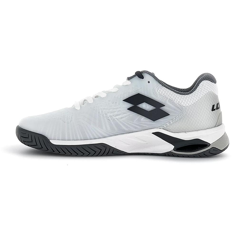 Men`s Mirage 100 Speed Tennis Shoes All White and Asphalt TOP TENNIS SHOES LOTTO 7.5