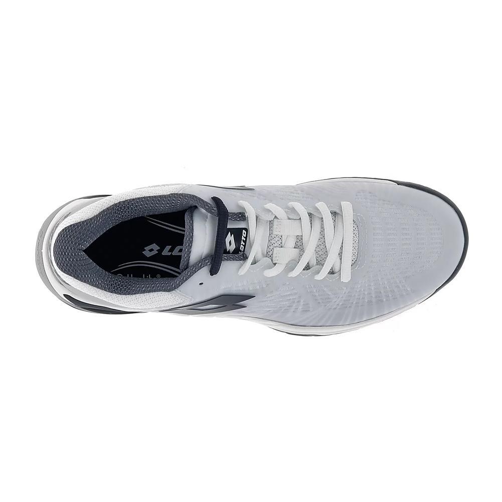 Men`s Mirage 100 Speed Tennis Shoes All White and Asphalt TOP TENNIS SHOES LOTTO