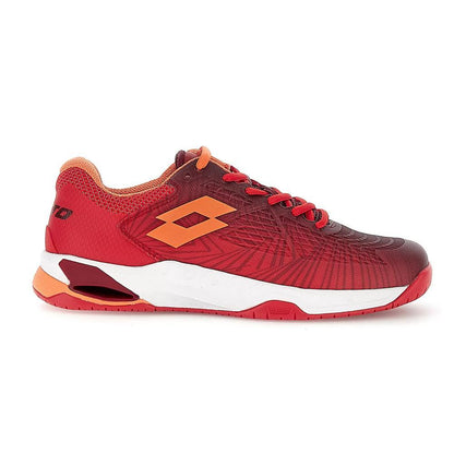 Men's Mirage 100 Speed Tennis Shoes Grenadine Red and Tawny Red Tournament Gear LOTTO