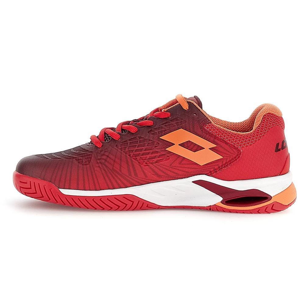 Men's Mirage 100 Speed Tennis Shoes Grenadine Red and Tawny Red Tournament Gear LOTTO