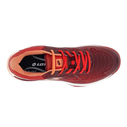 Men's Mirage 100 Speed Tennis Shoes Grenadine Red and Tawny Red Tournament Gear LOTTO
