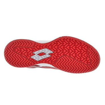 Women's Mirage 100 2nd Speed Tennis Shoes All White and Grenadine Red Womens Shoes LOTTO 6