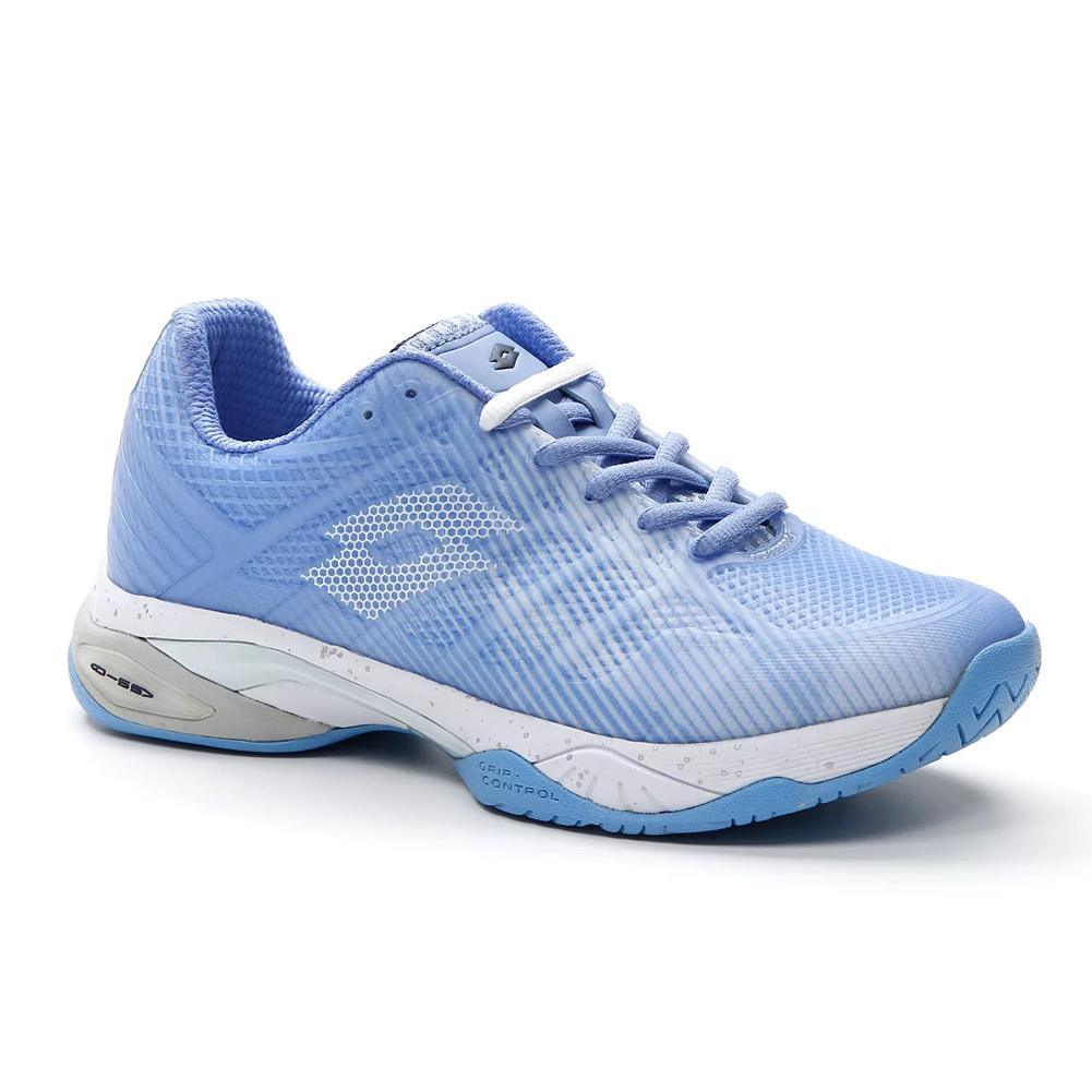 Women's Mirage 300 3rd Speed Tennis Shoes Chambray Blue and All White Womens Shoes LOTTO 6