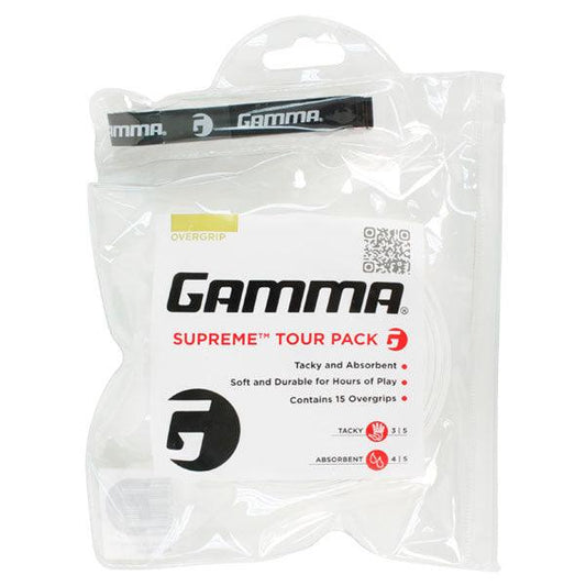 Supreme Tour Pack Overgrips 15 Pack White Grips GAMMA White