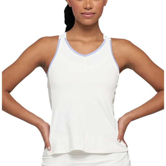 Women`s Elite Ladder Tennis Tank White and Iris LIJA XS WHITE/IRIS