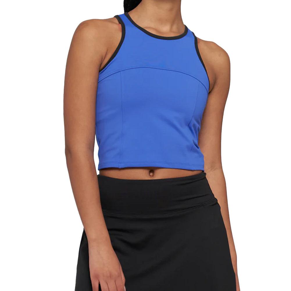 Women`s Elite Block Tennis Tank Royal Blue and Black LIJA