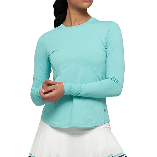 Women`s Solar Titan Long Sleeve Tennis Top Aquamarine LIJA XS AQUAMARINE