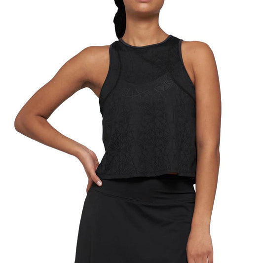 Women`s Starburst Vent Tennis Tank Black LIJA XS