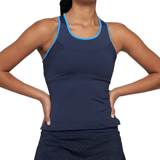 Women`s Elite Laser Cut Star Tennis Tank Jet Blue and Lagoon LIJA XS JET_BLUE/LAGOON