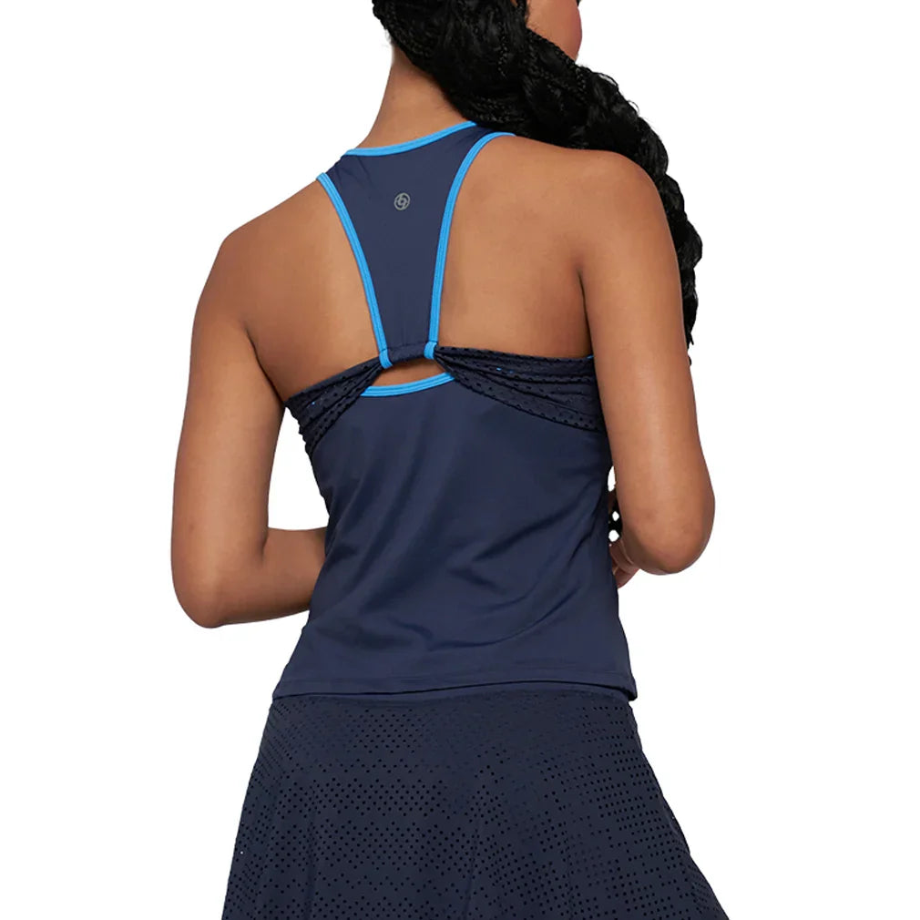 Women`s Elite Laser Cut Star Tennis Tank Jet Blue and Lagoon LIJA