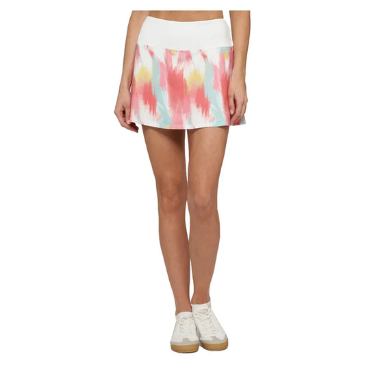 Women`s Hybrid Patina Printed 14 Inch Tennis Skort Brush Strokes and White LIJA XS BRUSH_STROKES/WT