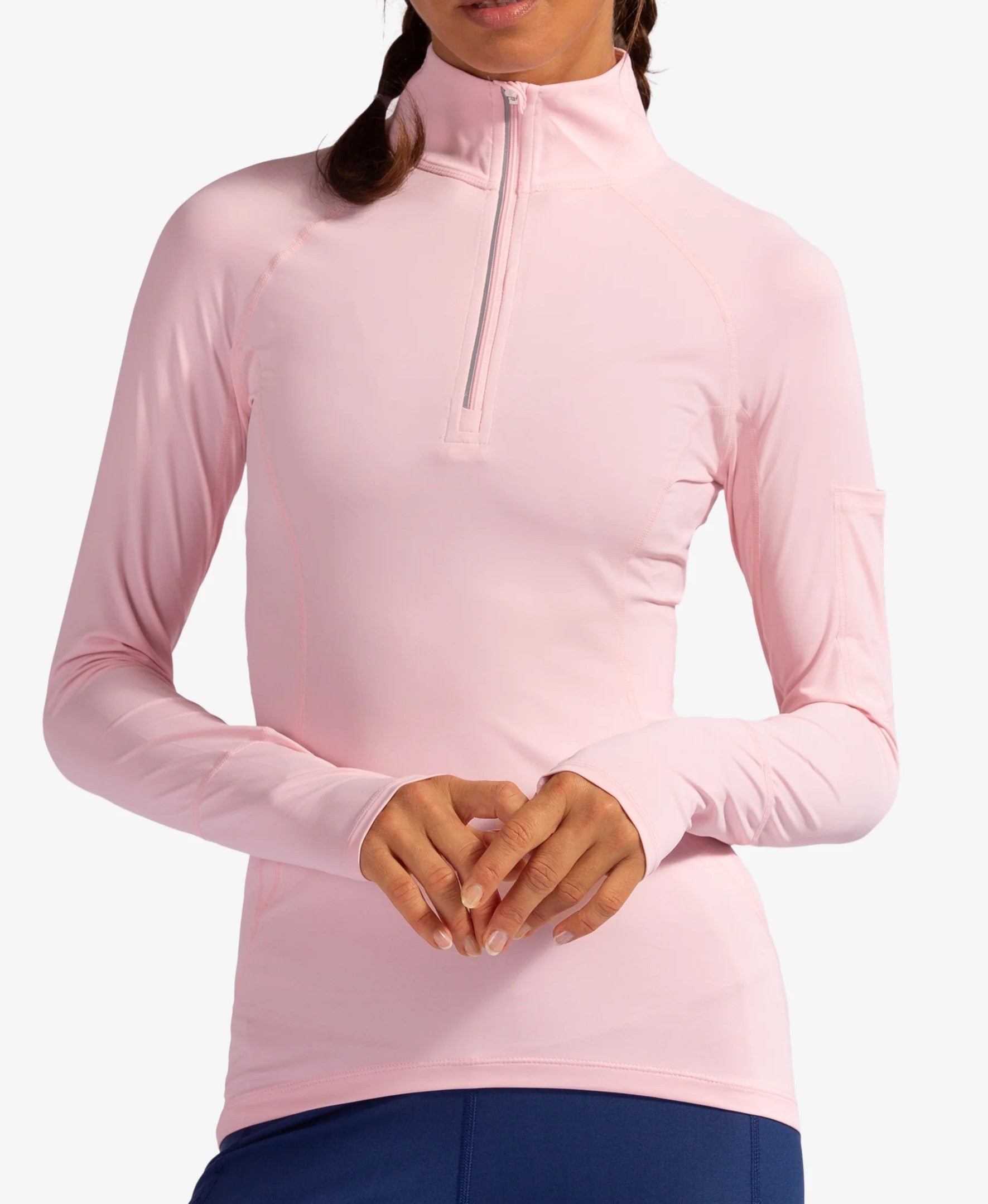 Women's Mock Zip Tennis Top Womens Apparel BLOQUV TICKLE_ME_PINK XS