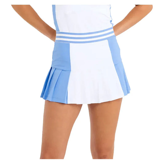 Women`s 14 inch High-Waisted Tennis Skort White and Periwinkle SOFIBELLA XS