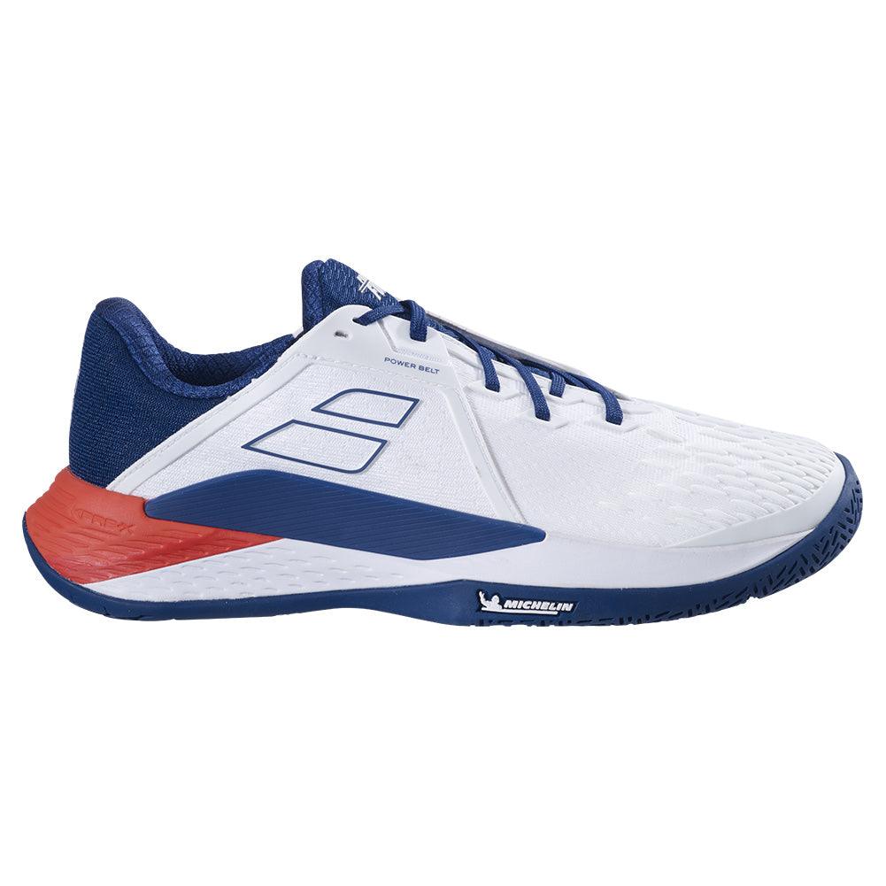Men's Propulse Fury 3 All Court Tennis Shoes White and Estate Blue Tournament Gear BABOLAT 7