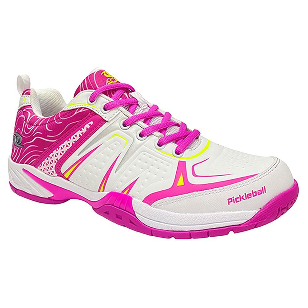 Women`s DinkShot Pickleball Shoes White and Pink Womens Shoes ACACIA