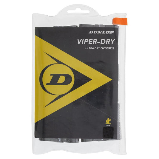 Viperdry Black 12 Pack Ultra Dry Tennis Overgrip Grips DUNLOP Black