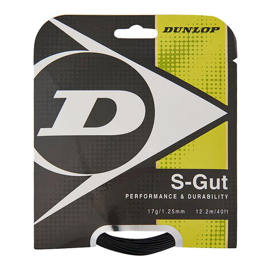 S-Gut 17G Black Tennis String Strings DUNLOP Black