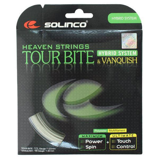 Tour Bite 17G/ Vanquish 16g Hybrid Tennis String Strings SOLINCO Natural