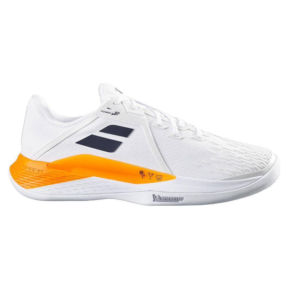 Men's Benoit Paire Propulse Fury Limited Edition Tennis Shoes White and Orange Tournament Gear BABOLAT