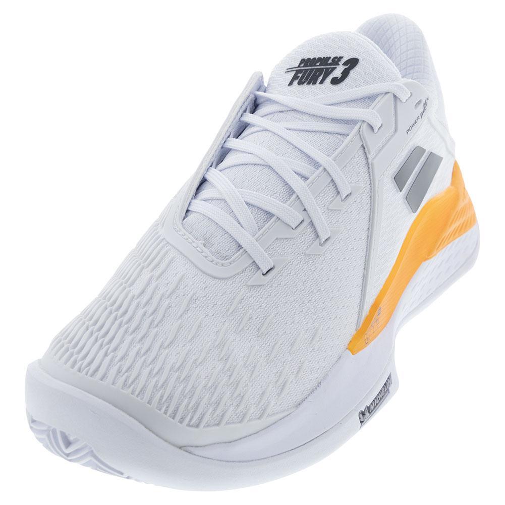 Men's Benoit Paire Propulse Fury Limited Edition Tennis Shoes White and Orange Tournament Gear BABOLAT