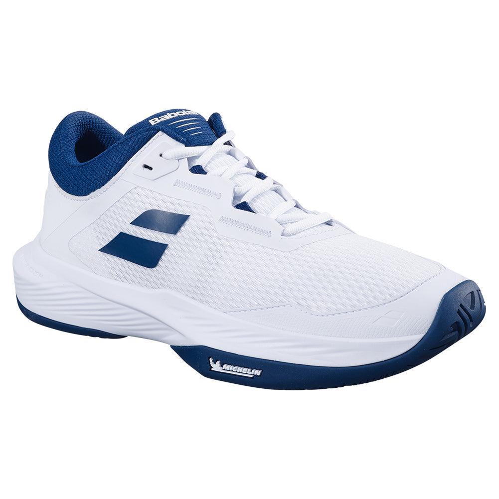 Men`s SFX 4 Tennis Shoes White and Estate Blue BABOLAT