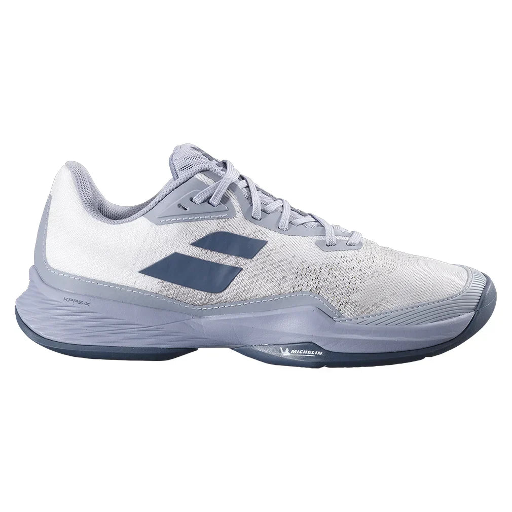 Men`s Jet Mach 3 Tennis Shoes White and Dark Grey BABOLAT