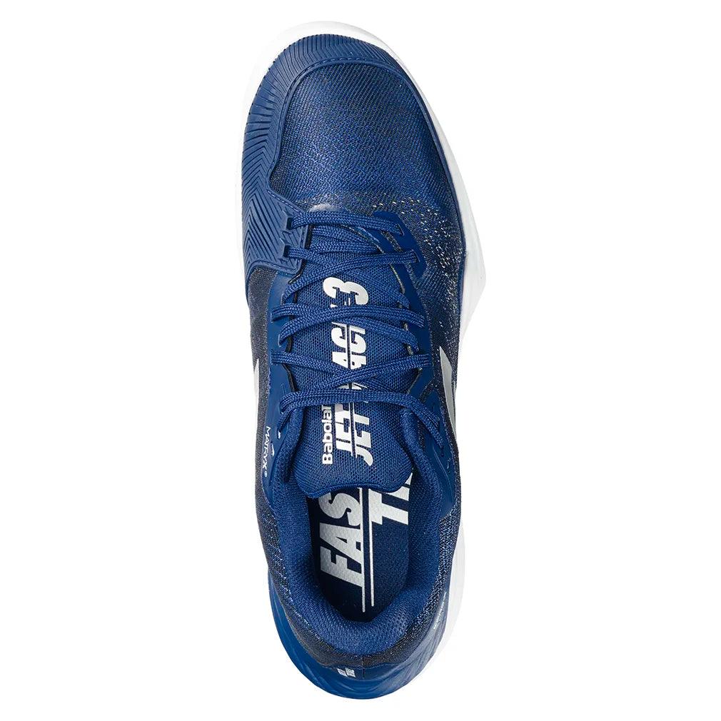 Men`s Jet Mach 3 Tennis Shoes Dark Blue and Silver BABOLAT