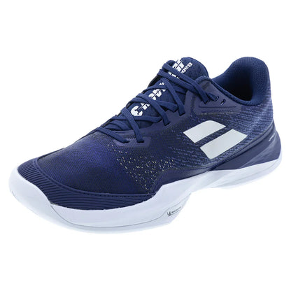 Men`s Jet Mach 3 Tennis Shoes Dark Blue and Silver BABOLAT 6.5 Blue