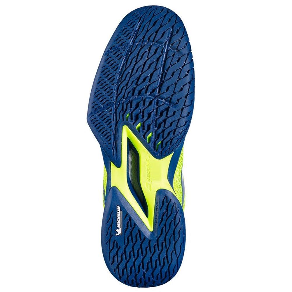 Men`s Jet Mach Pickleball Shoes Fluo Yellow and Estate Blue BABOLAT