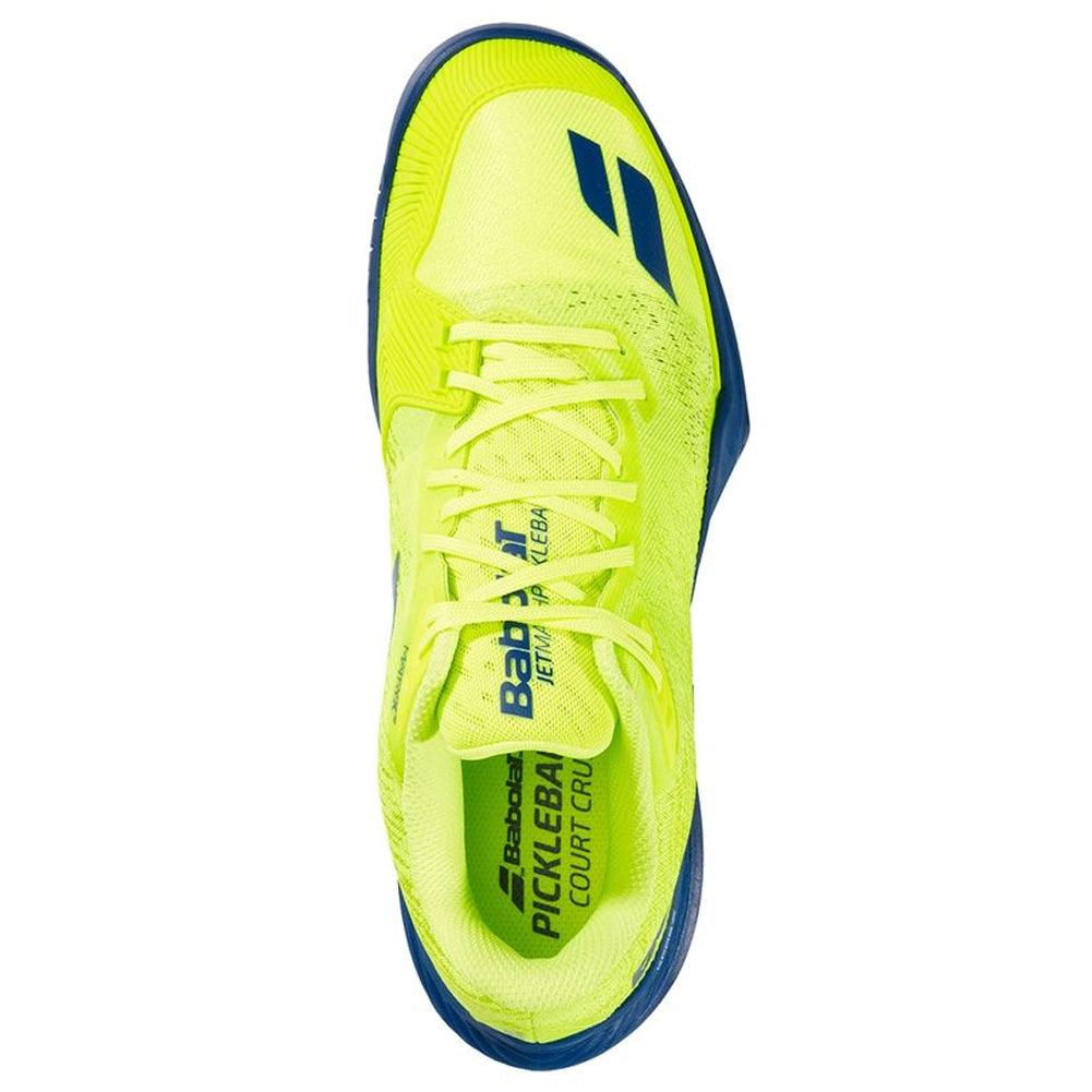 Men`s Jet Mach Pickleball Shoes Fluo Yellow and Estate Blue BABOLAT