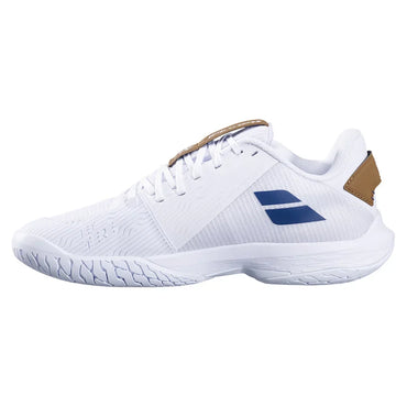 Men`s Jet Tere 2 Wimbledon Tennis Shoes White and Blue Navy BABOLAT